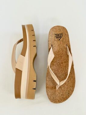 Reef Cork Platform Flip Flop Sandals Chunky Neutral Wedge Women’s 7